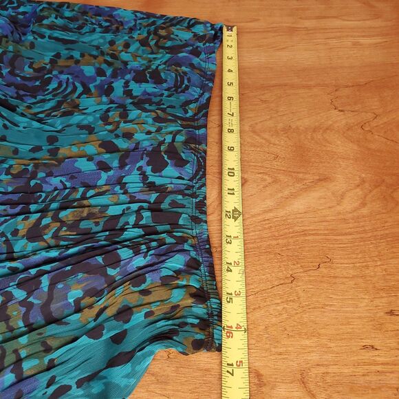Ruby Rd Maxi Skirt Sz 12 NWT Teal Blue Green Crinkle Pleated Accordion Boho - Picture 9 of 9